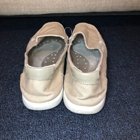 Crocs Walu Khaki Canvas Slip On Loafers Size 11 - Picture 5 of 8